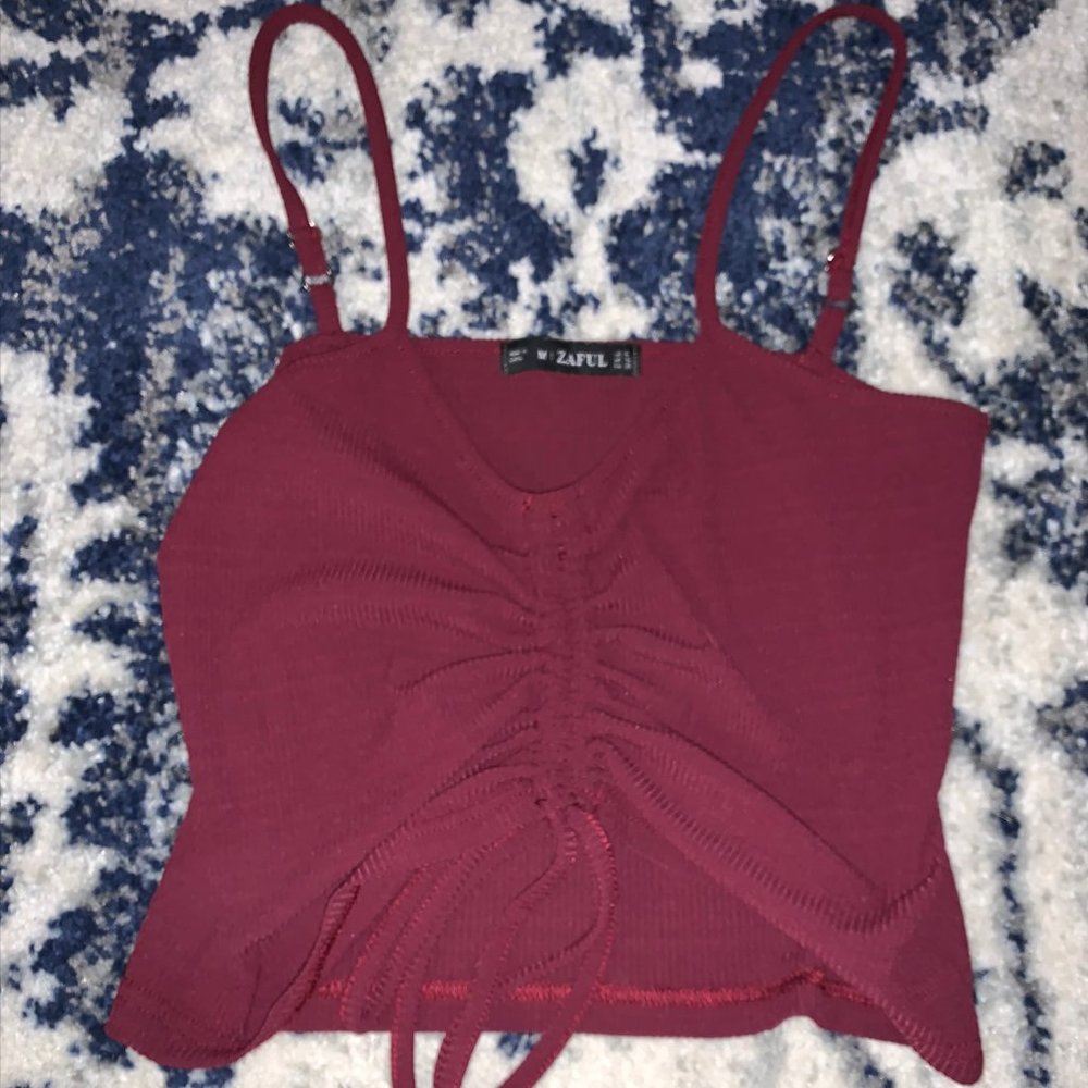 Drawstring Ruched Crop Cami Top